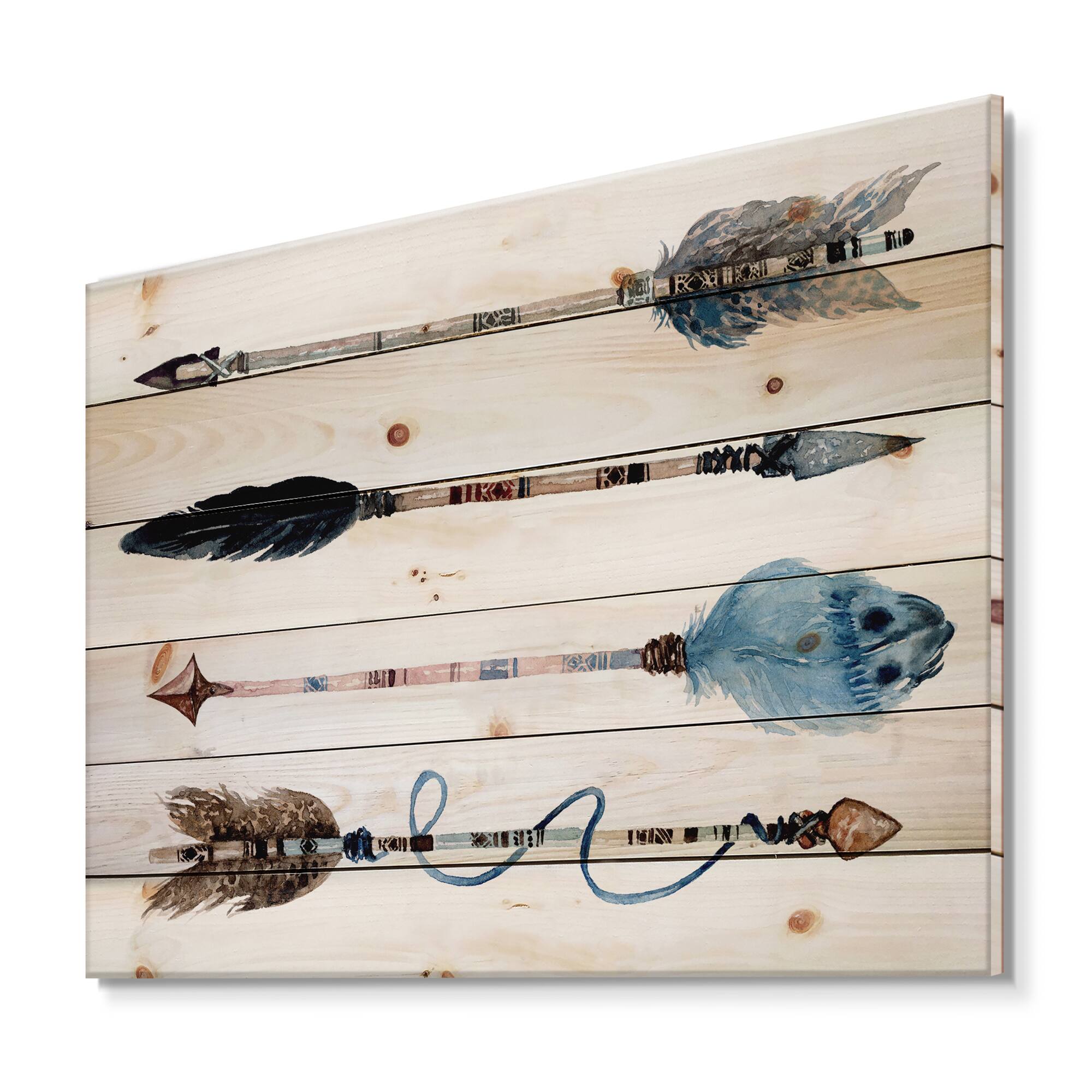 Designart - Ethnic Feathers and Flowers On Native Arrows IV